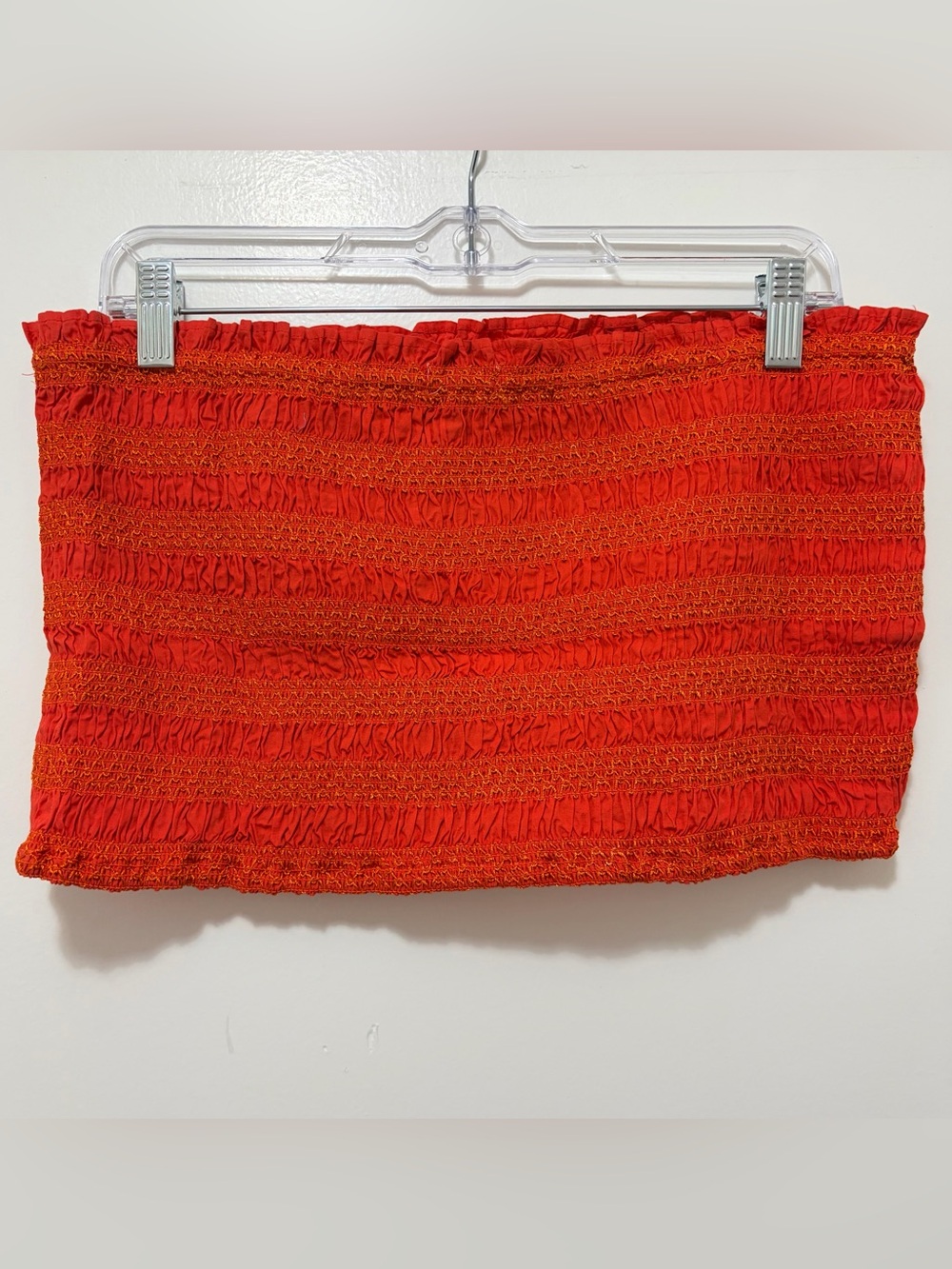 Anthropologie‎ Celandine Strapless Smocked Top in Aura Red XL NWT - Picture 4 of 6